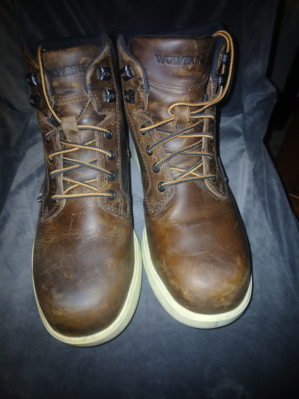 Wolverine Brown Leather Lace-Up Work Boots with Light Sole